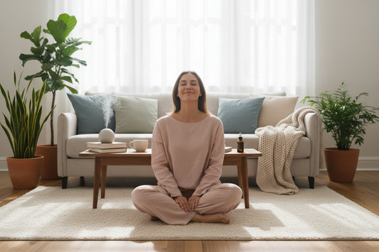Gentle Eze evening routine for chronic pain with candle and wellness essentials
