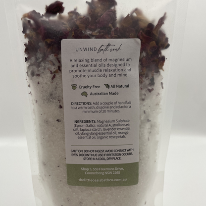 Bath soak package with label on a white background